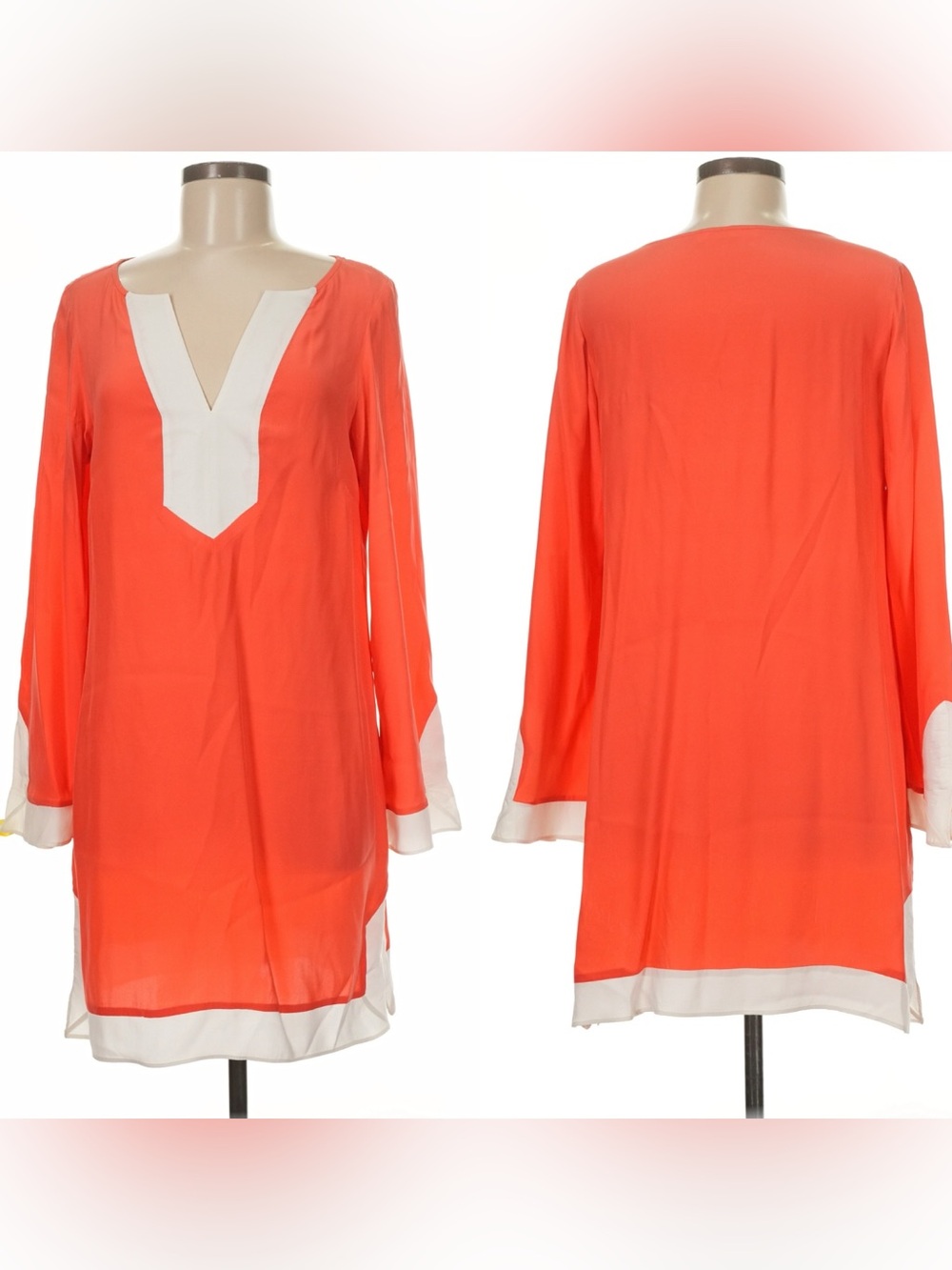 Alice & Trixie Orange and White V-Neck Mini Dress